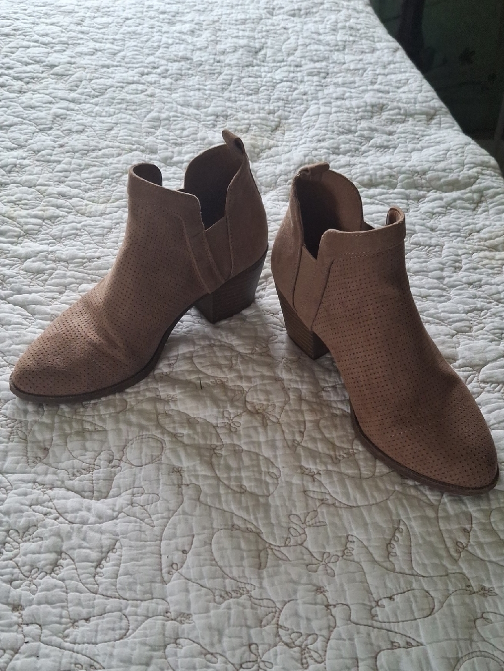 Style & Co. Taupe Perforated Suede Ankle Booties